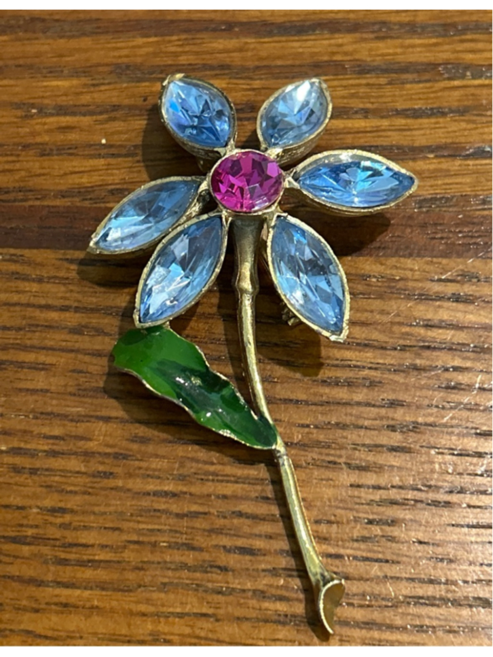 Women's Unbranded Brooch One Size Gold Blue Flower Pin